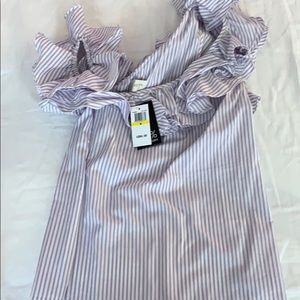 Bloomingdales Purple striped top one shoulder top
